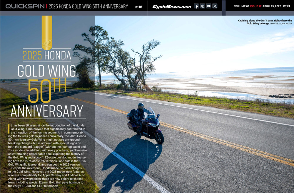 Cycle News Magazine 2025 Honda Gold Wing 50th Anniversary review