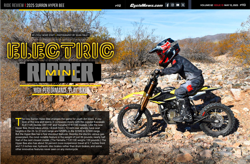 Cycle News Magazine 2025 Surron Hyper Bee review Cycle News Magazine 2025 Surron Hyper Bee review
