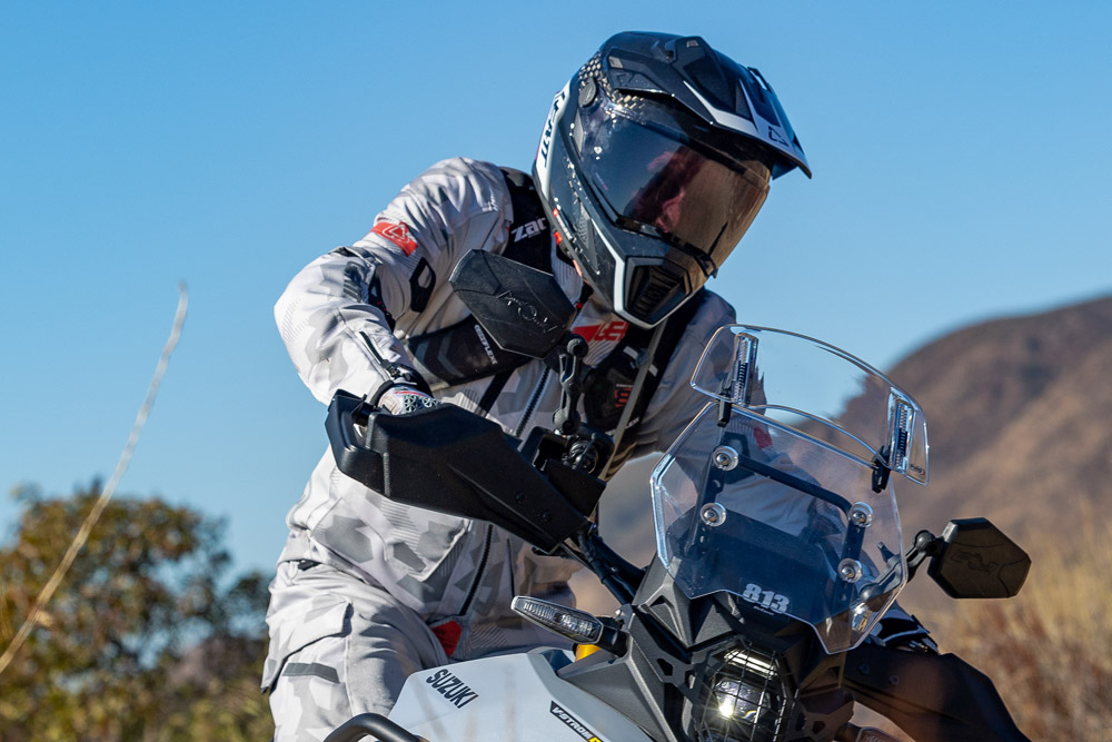 Leatt 9.5 ADV Helmet Kit action. Photo: Jean Turner