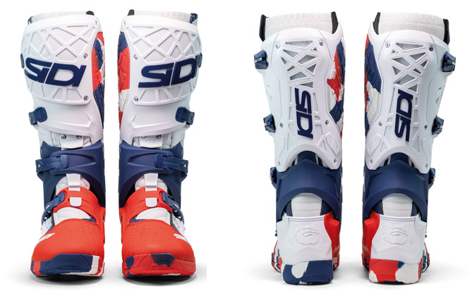 Sidi Crossair X Off-Road Boots in red white and navy